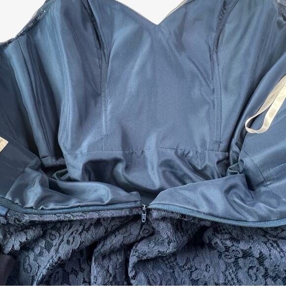 Christina Wu Occasions Dark Floral Lace Party Dress 14 Navy Fairy Romance - Picture 8 of 13